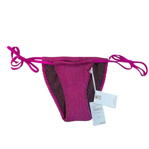 Good American Swim Always Fits Tiny Ties Metallic Bikini Bottoms NWT - Picture 4 of 12